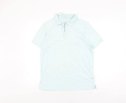 Jasper Conran Men's Blue Cotton Polo, Size S, Short Sleeve