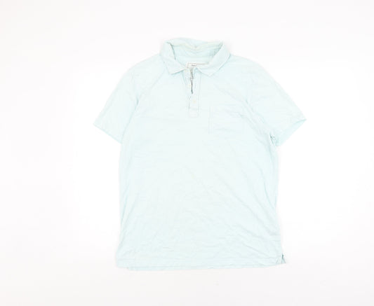 Jasper Conran Men's Blue Cotton Polo, Size S, Short Sleeve