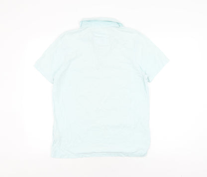 Jasper Conran Men's Blue Cotton Polo, Size S, Short Sleeve