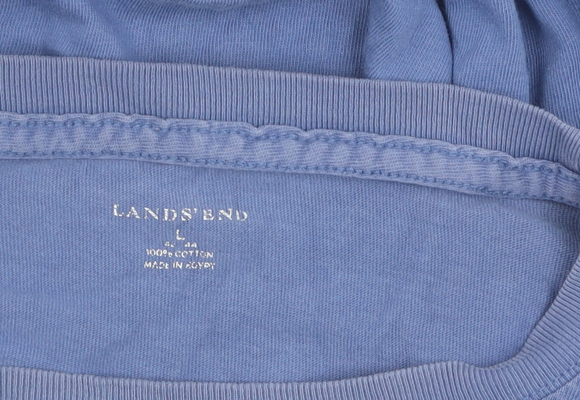 Mens UK Size L Lands' End Blue Pullover Sweatshirt