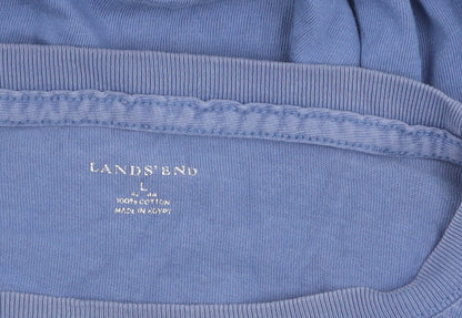 Mens UK Size L Lands' End Blue Pullover Sweatshirt