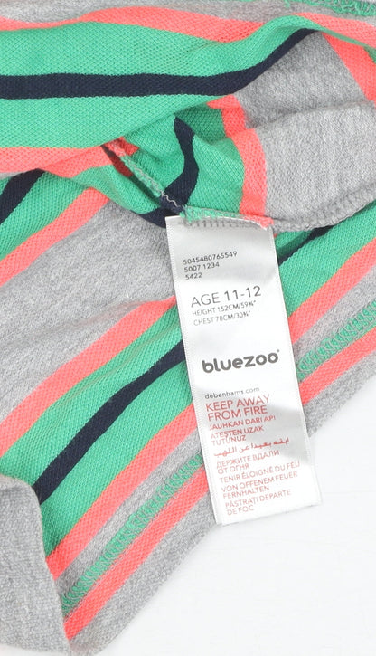 Bluezoo Boys Multicoloured Striped Polo, Age 11-12 Years