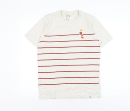 Uniqlo Men's Beige Super Mario Striped T-Shirt - Size S