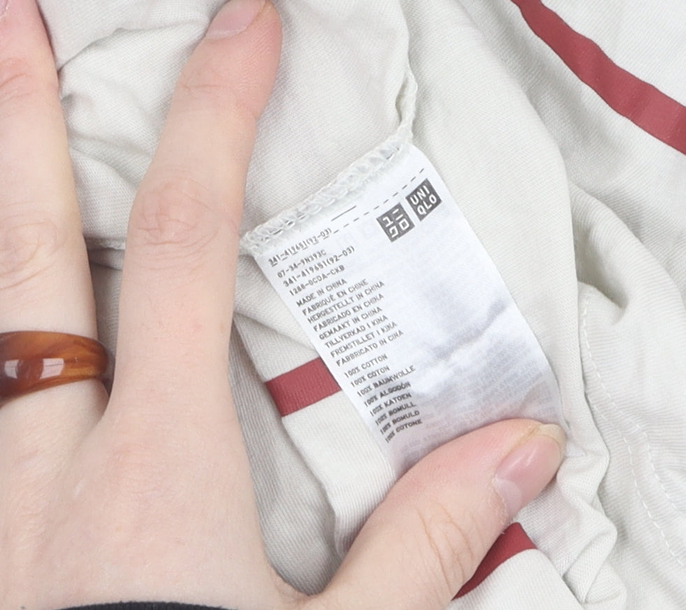 Uniqlo Men's Beige Super Mario Striped T-Shirt - Size S