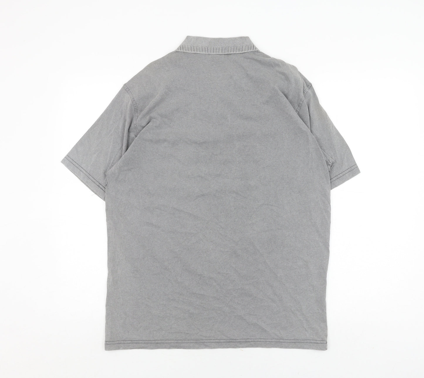 Clavel Men's Grey Striped Polo M Classic Fit