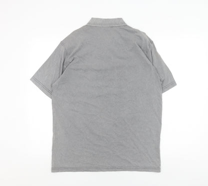 Clavel Men's Grey Striped Polo M Classic Fit