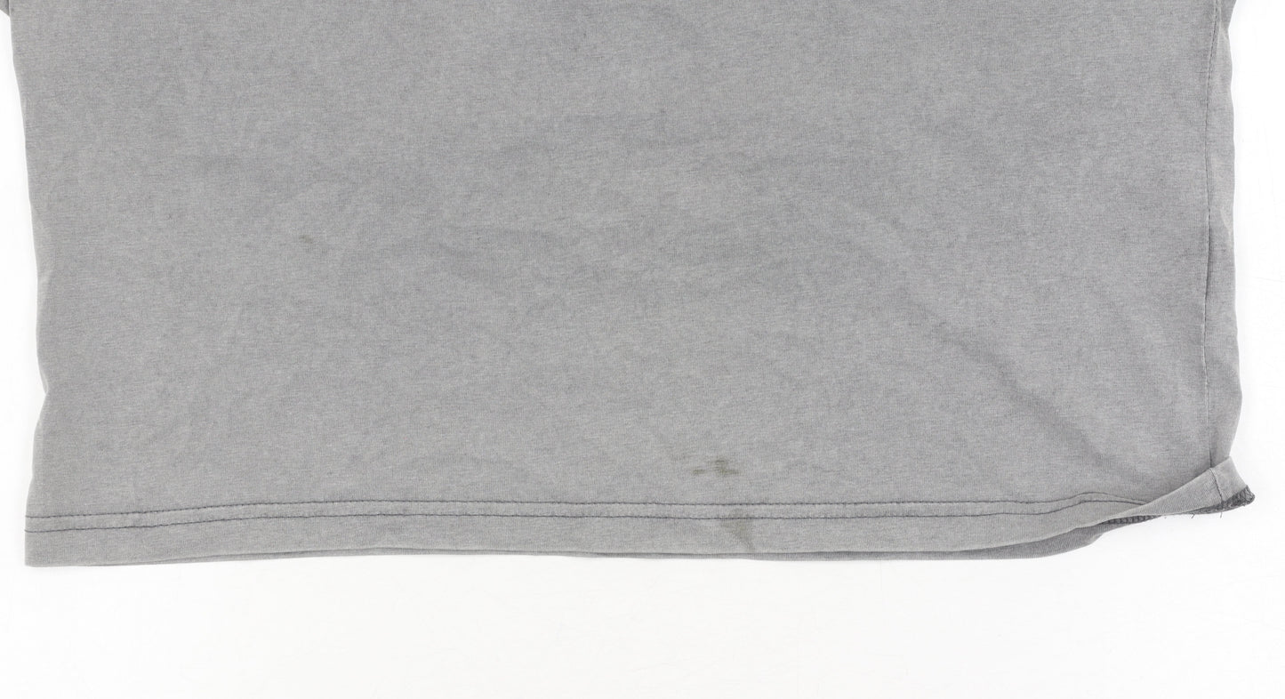 Clavel Men's Grey Striped Polo M Classic Fit