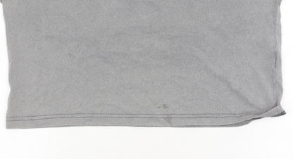 Clavel Men's Grey Striped Polo M Classic Fit