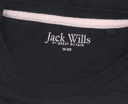 Jack Wills Girls Black Long Sleeve Logo T-Shirt 14-15 Years