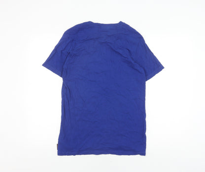 Scotch & Soda Blue Cotton Men's T-Shirt, Size 16, Logo Accent