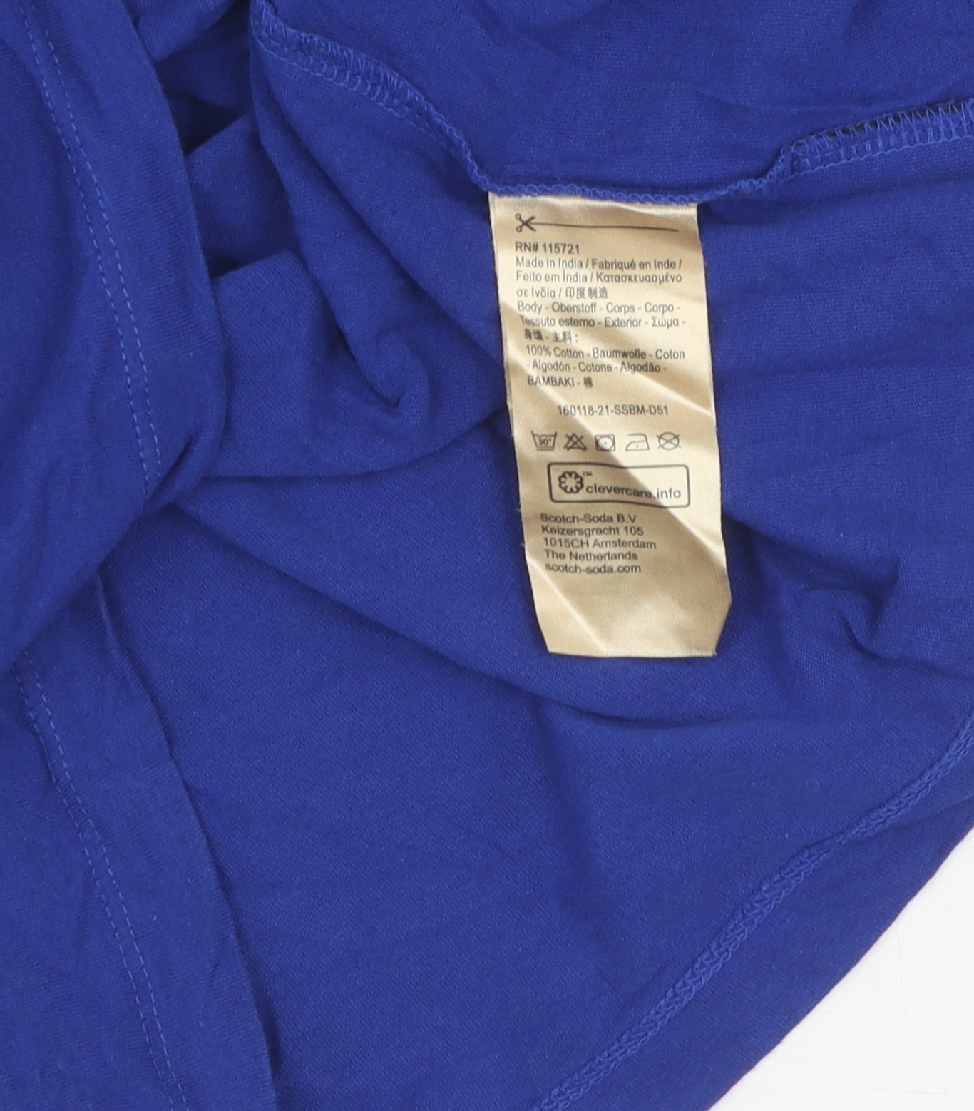 Scotch & Soda Blue Cotton Men's T-Shirt, Size 16, Logo Accent