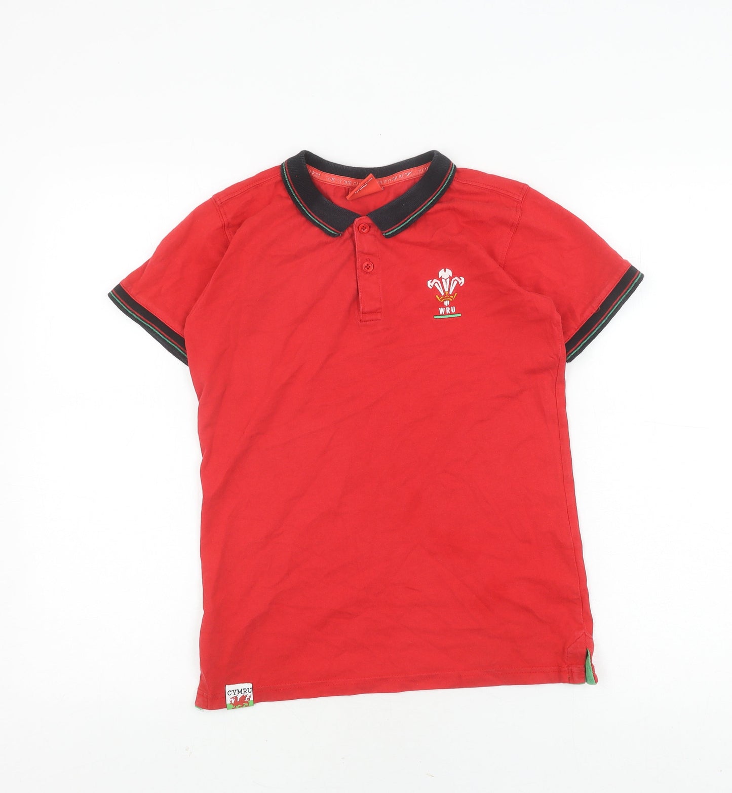 Fanatics Teens Red Rugby Polo Shirt 13, WRU Logo, Casual Wear