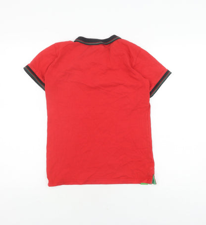 Fanatics Teens Red Rugby Polo Shirt 13, WRU Logo, Casual Wear