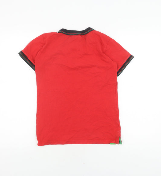 Fanatics Teens Red Rugby Polo Shirt 13, WRU Logo, Casual Wear