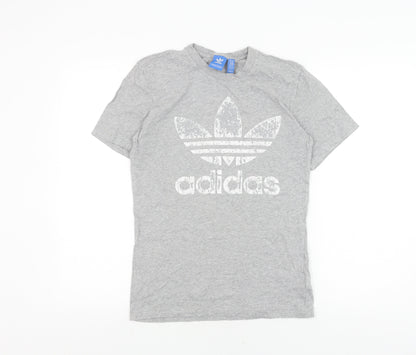 Adidas Men's Grey XS Logo T-Shirt Short Sleeve