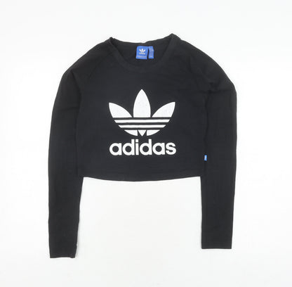 Womens UK Size 10 adidas Black Cropped T-Shirt