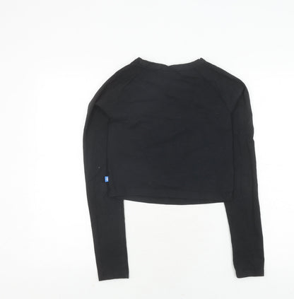 Womens UK Size 10 adidas Black Cropped T-Shirt