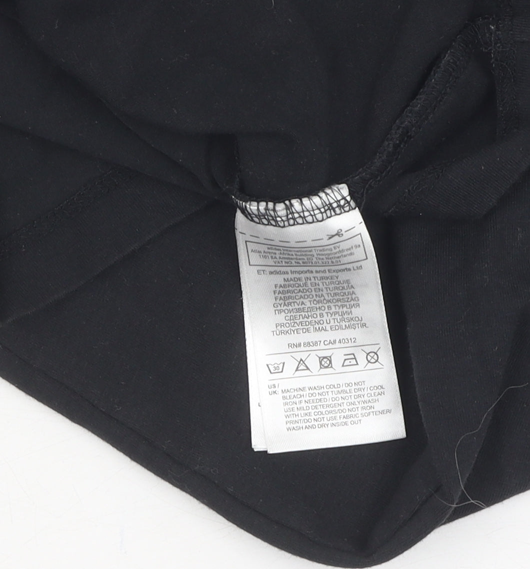 Womens UK Size 10 adidas Black Cropped T-Shirt