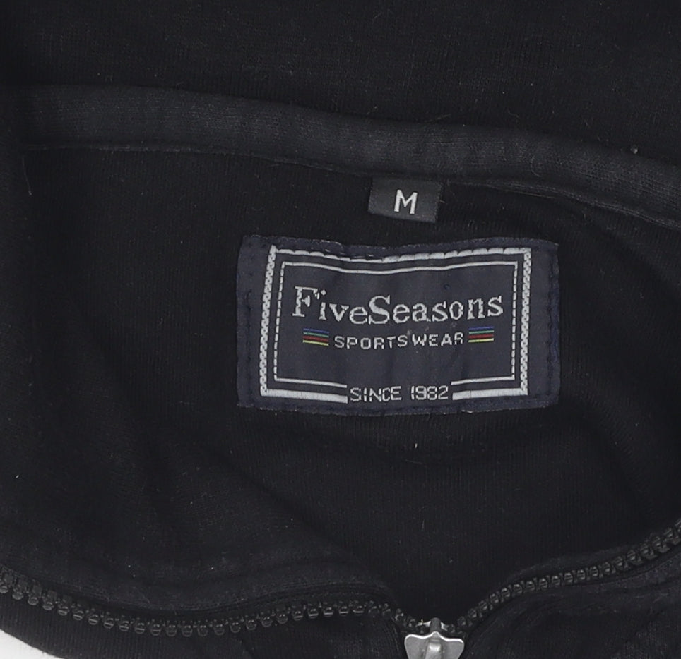 Five Seasons Black Unisex Jersey Cotton Zip Activewear Jacket M