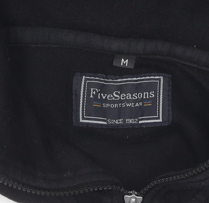 Five Seasons Black Unisex Jersey Cotton Zip Activewear Jacket M