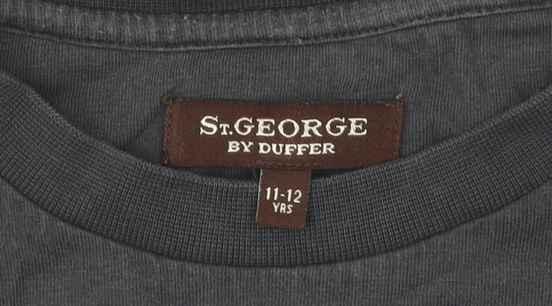 St. George by Duffer Boys Black T-Shirt 11-12 Years Casual Graphic