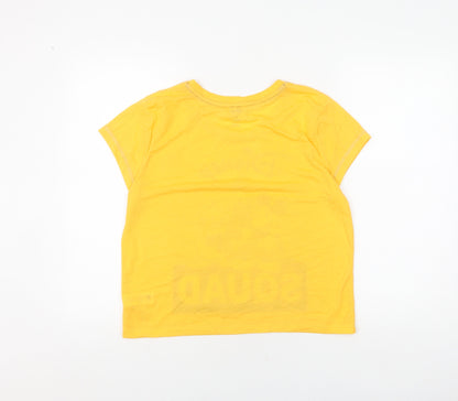 Disney Women's Yellow Cartoon Crew Neck T-Shirt M