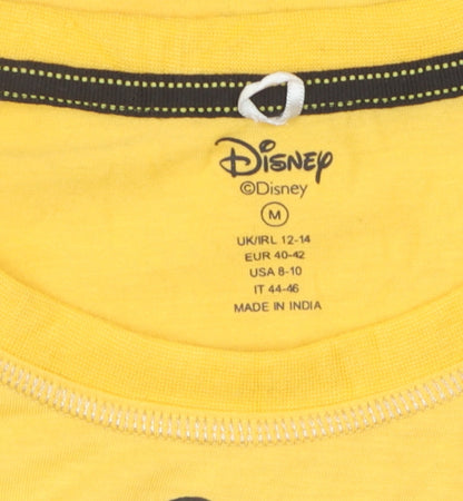 Disney Women's Yellow Cartoon Crew Neck T-Shirt M