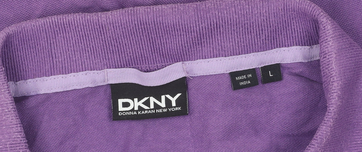 DKNY Men's Purple Polo Shirt Size L Collared Casual