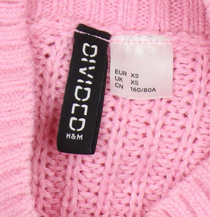 Womens UK Size XS H&M Pink Pullover Jumper