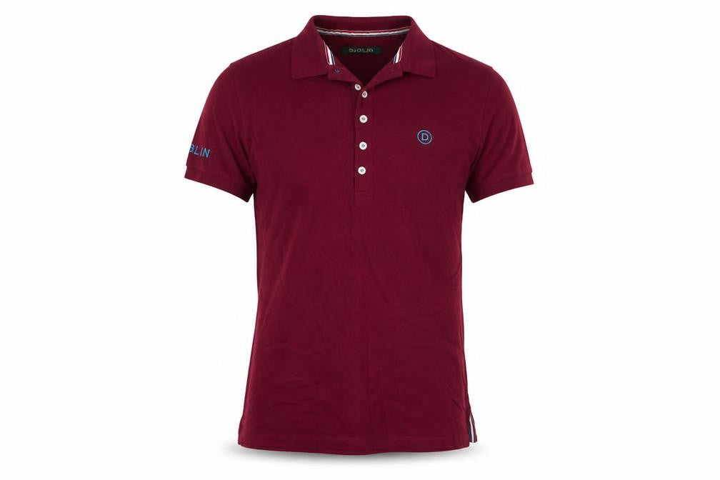 Front view of Dublin unisex red polo shirt s short sleeve casual