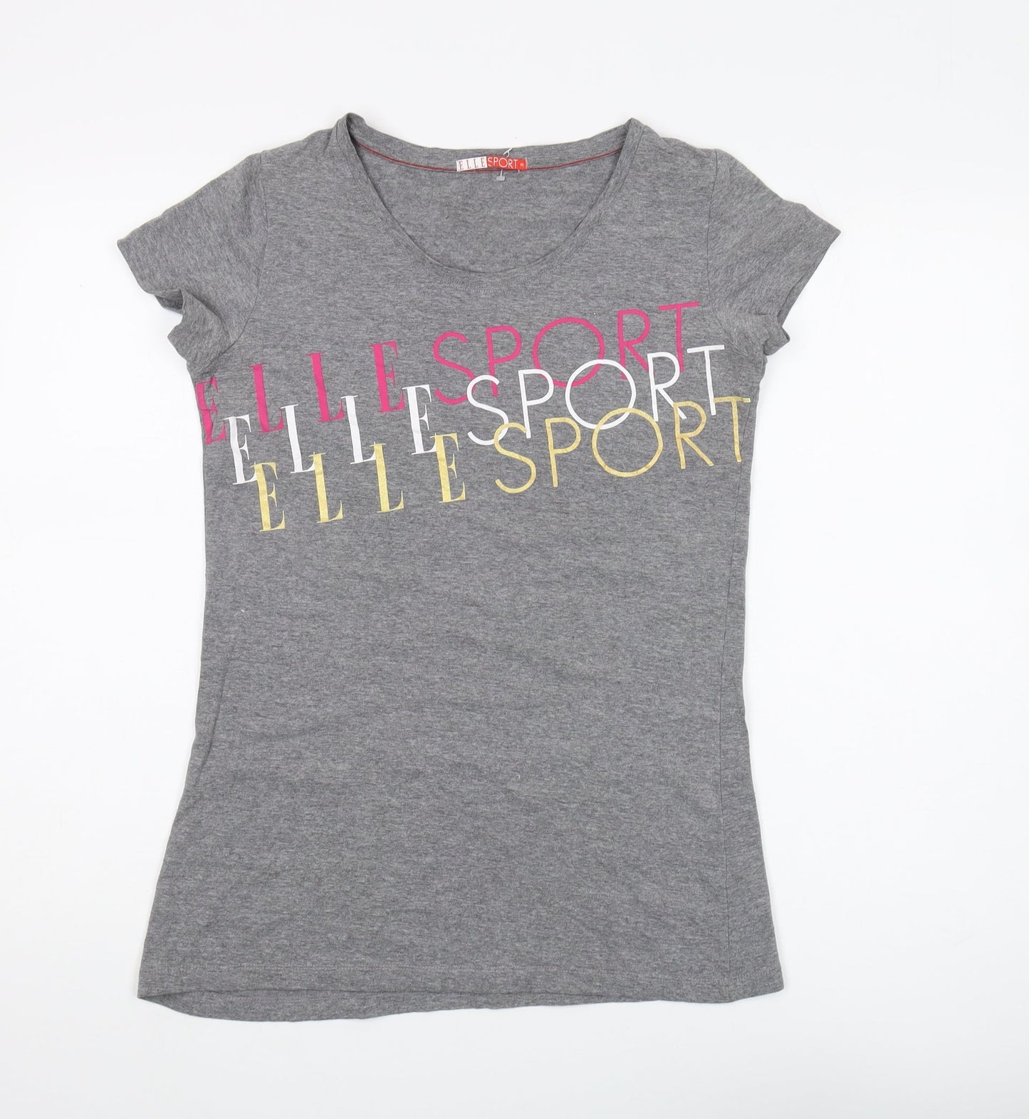 Womens UK Size 12 Elle Sport Grey Basic T-Shirt
