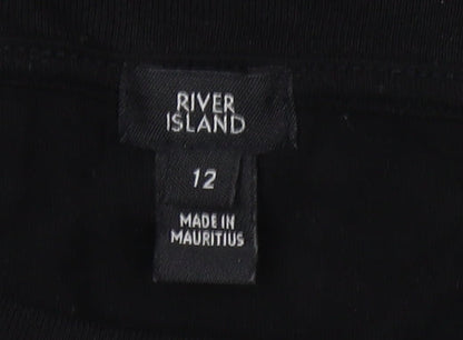 River Island Women's Black Cropped Tattoo T-Shirt