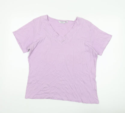 EWM Women's Purple V-Neck Cotton T-Shirt, L