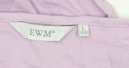 EWM Women's Purple V-Neck Cotton T-Shirt, L