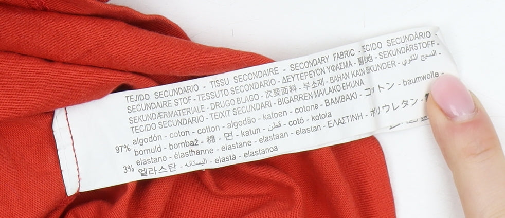 Womens UK Size S Zara Red Basic T-Shirt