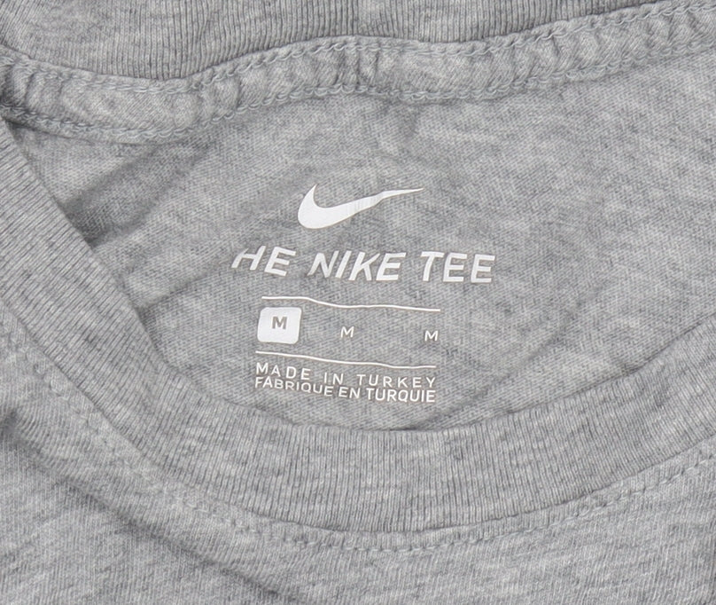 Nike Men's Grey Graphic Print Cotton T-Shirt, Size M