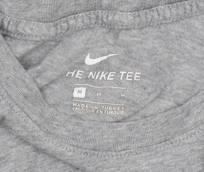 Nike Men's Grey Graphic Print Cotton T-Shirt, Size M