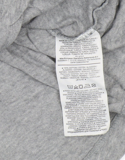 Nike Men's Grey Graphic Print Cotton T-Shirt, Size M
