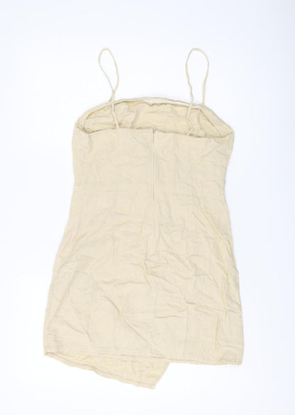 Zara Women's Beige Slip Dress, Size 10, Summery Linen Blend