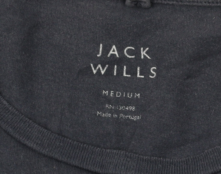Jack Wills Men's Blue T-Shirt, Size M, Cotton Crew Neck