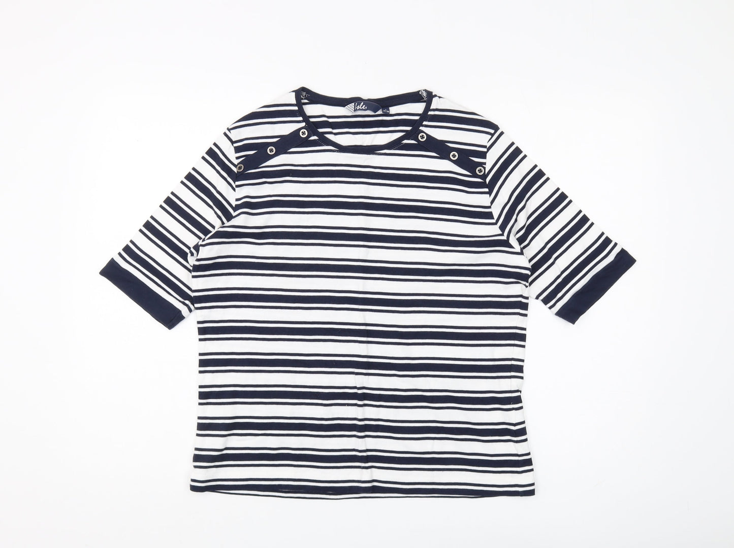 Isle Women Blue & White Striped T-Shirt Size L