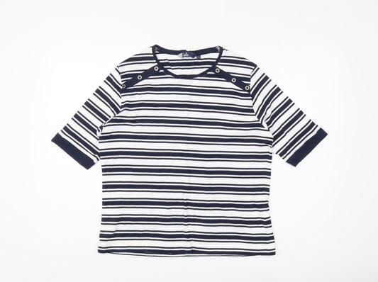 Isle Women Blue & White Striped T-Shirt Size L
