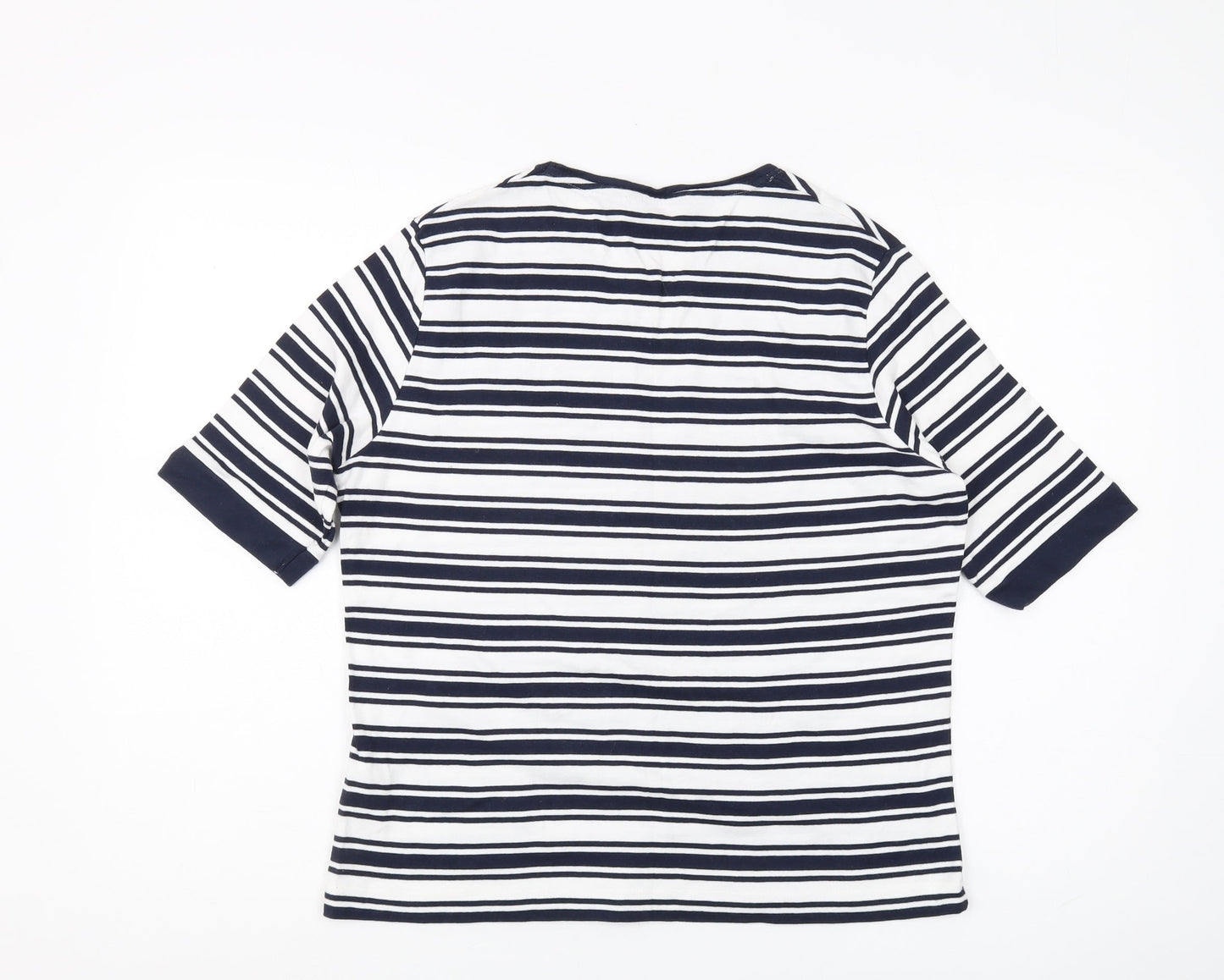 Isle Women Blue & White Striped T-Shirt Size L