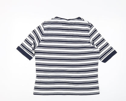 Isle Women Blue & White Striped T-Shirt Size L