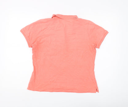 Womens UK Size 14 Green Lamb Pink Basic Polo