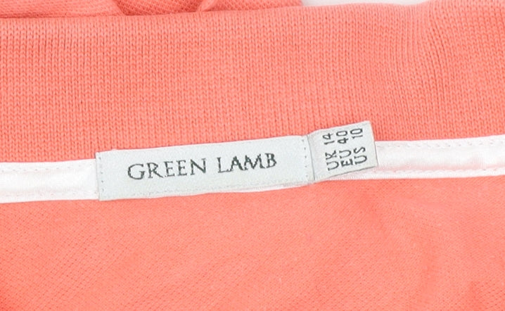Womens UK Size 14 Green Lamb Pink Basic Polo