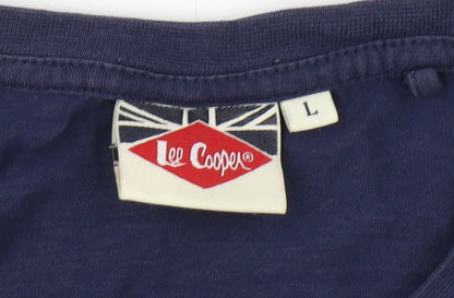 Lee Cooper Men's Blue Short Sleeve T-Shirt, Size L