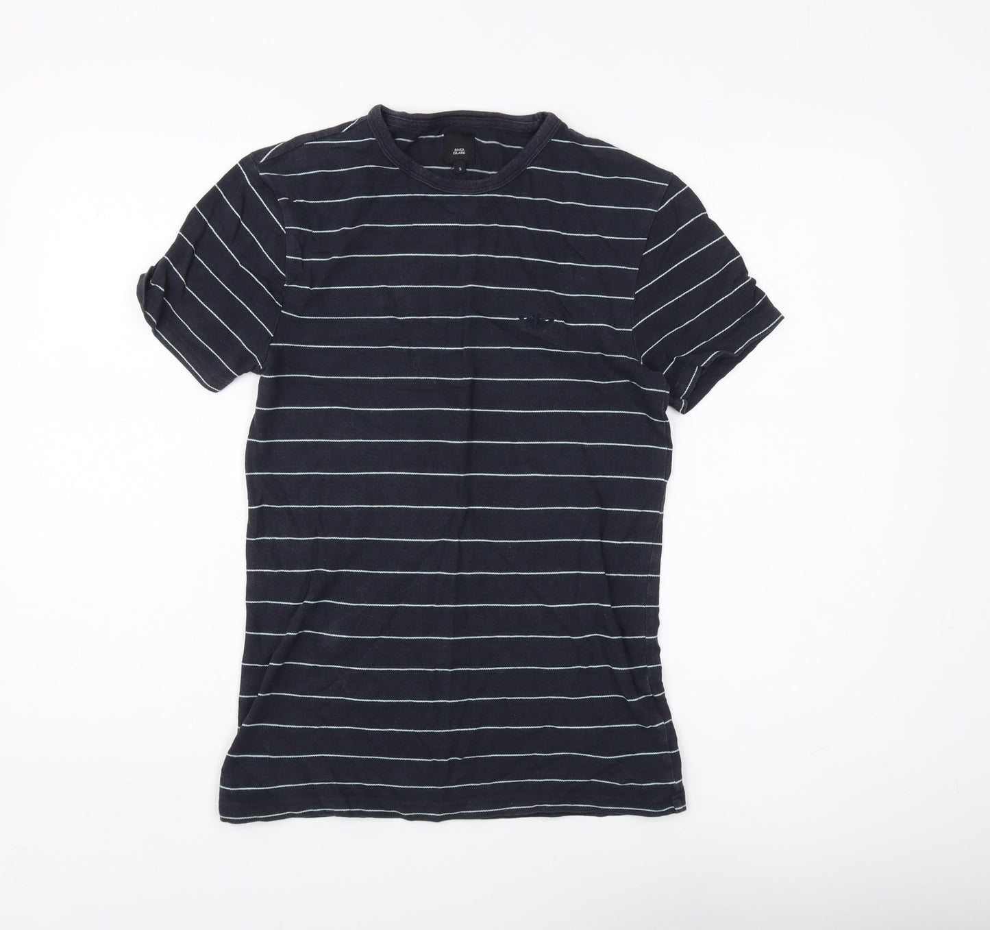 River Island Men's Black Striped Short Sleeve T-Shirt S