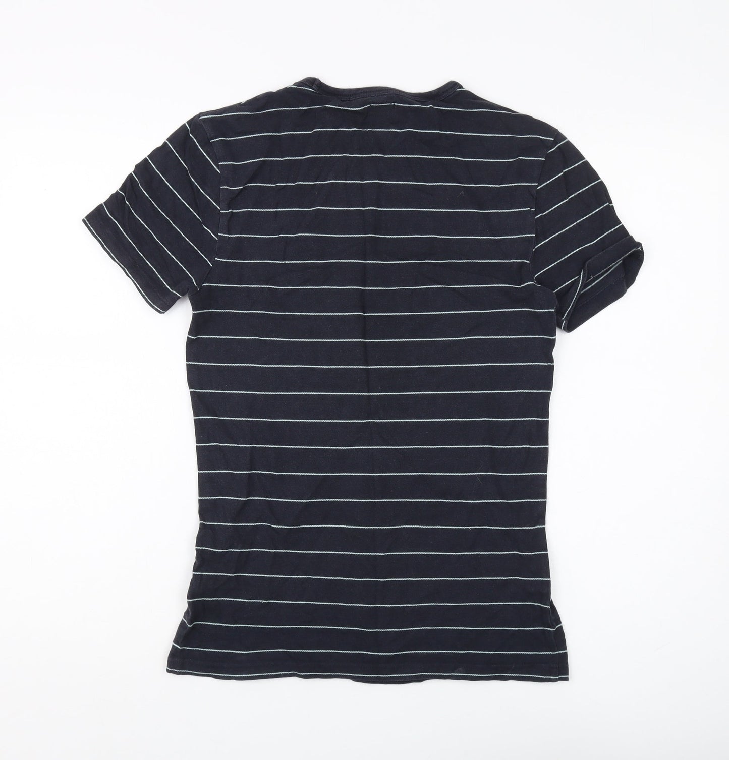 River Island Men's Black Striped Short Sleeve T-Shirt S
