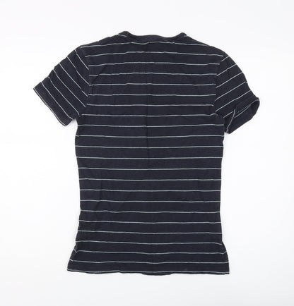 River Island Men's Black Striped Short Sleeve T-Shirt S